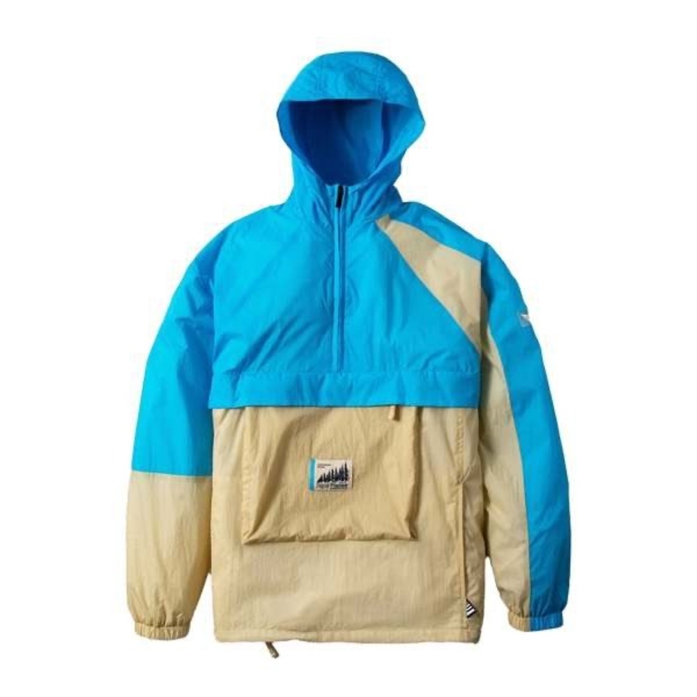 NWT Paper Planes Packable Anorak Jacket Blue Tan Colorblock Windbreaker Mens M